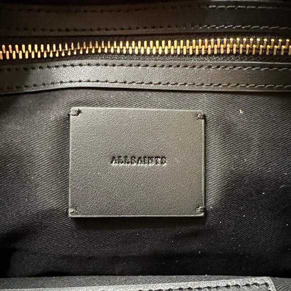 Allsaints Half Moon Suede Crossbody Bag in Mink Tan. - Picture 11 of 12